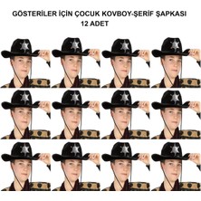 Kovboy Şerif Şapkası Siyah 12 Adet - Kostüm, Parti ve Gösteri Şapkası