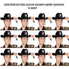 Kovboy Şerif Şapkası Siyah 12 Adet - Kostüm, Parti ve Gösteri Şapkası