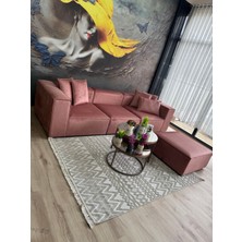 Erduran Mobilya Angelo 4 Modül Bayb Face Gül Kurusu Köşe Koltuk Takımı