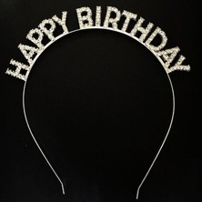 Gümüş Kristal Taşlı Happy Birthday Doğum Günü Tacı Ithal Ürün A Kalite 17X16 cm (Lisinya)