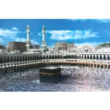3 Boyutlu Resim Ekstra Çözünürlüğe Sahip Kabe Resmi Mekke Tablosu 40X60 cm
