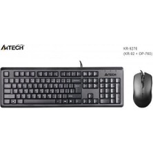 A4 Tech KR-9276, Siyah, USB Kablolu, Türkçe Q, Multimedya, Klavye Mouse Set