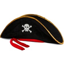 Yetişkin Boy Kadife Jack Sparrow Denizci Kaptan Jack Korsan Şapkası 50X20 cm