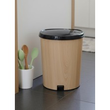abnturk Ultra Lux Kalite Pedallı Çöp Kovası 20 Litre Grande Ahşap Desen Içinde Çıkabilen Extra Kovası Mevcut 39X32