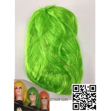 Yeşil Renk Kısa Peruk Saç -Parti Peruk
