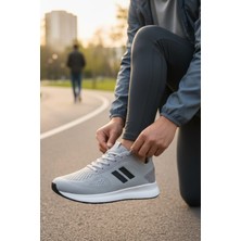 Enoch Erkek Spor Ayakkabı Gri Sneaker Çift Şeritli Hafif Koşu ve Yürüyüş Modeli