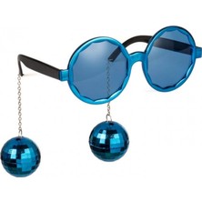 Marsilyan Mavi Renk Disko Toplu Küpeli Parlak Yılbaşı Parti Gözlüğü