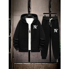 Bellanova Baskılı Fermuarli Swetshırt Eşofman Altı 2 Li Takım Alt Üst Takımı