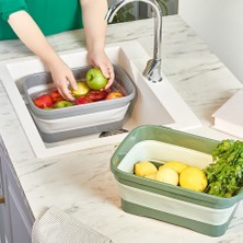 Storemax Lüks Plastik Katlanabilir Akordiyonlu 7 Litre Hazneli Tıpalı Badya - Gri No.2