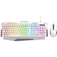 BAYÇAĞRI Rampage Km-34 Glare Beyaz USB Rgb Aydınlatmalı Q 12800 Dpı Mouse Gaming Oyuncu Klavye Set