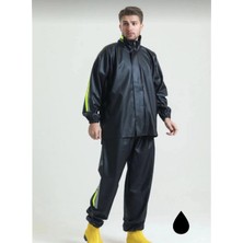 Marsilyan- Tam Kalıp Motorcu Kurye Su Gecirmez Yağmurluk Takım - Siyah