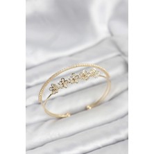 LaraTech Çiçek Model Pirinç Gold Renk Kadın Bileklik