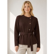 Vaniza Düğme Detaylı Kuşaklı Triko Hırka