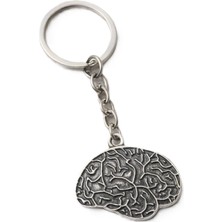 Herşey Nota Düşünce Temalı Beyin Figürlü Gümüş Renk Metal Unisex Anahtarlık