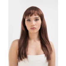 Nevamel Kahve Renk Uzun Düz Parti Peruğu - Uzun Kahverengi Peruk