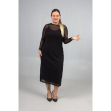 Truva Xxl Büyük Beden 2’li Askılı Candy Kumaş Üzeri Tül Elbise