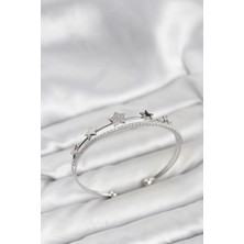 LaraTech Yıldız Model Gümüş Renk Pirinç Kadın Bileklik