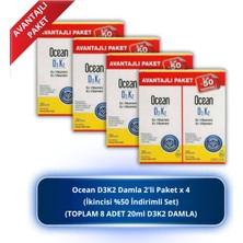 Orzax Ocean D3K2 Damla 20 ml 2'li Set x 4 (Toplam 8 Adet 20ML)