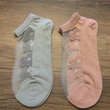 TrendyChic Çiçekli Tül Detaylı Babet Çorap