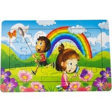 Akar Gökkuşağı Temalı 24 Parça Ahşap Çocuk Eğitici ve Eğlenceli Yapboz