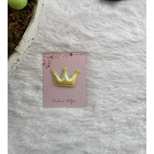 Parla'nın Atölyesi 0-3 Yaş Az Saçlı ve Saçsız Bebek Tokası Sarı Taç