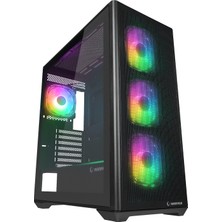 Rampage Vortex V3 Temperli Cam+Mesh Sıyah 4xargb Fan+Hub E-Atx Mid-T Gamıng Kasa