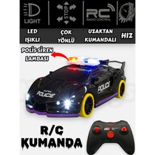 Yıldırım Oyuncak Uzaktan Kumandalı LED Işıklı Siren Sesli Çok Fonksiyonlu Rc 25 cm Drift Yarış Polis Aracı