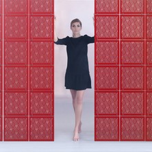 Makta ® Perde Paravan | Lazer Kesim Ahşap Sarkıt Seperatör, 4'lü Panel Levha Seti