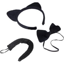 Nevamel Kedi Kostüm Taç Kuyruk Papyon Seti Karışık