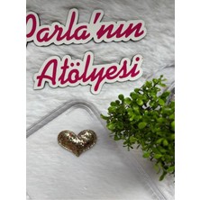 Parla'nın Atölyesi 0-3 Yaş Az Saçlı ve Saçsız Bebek Tokası Sarı Çok Simli Kalp