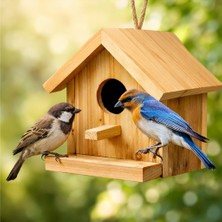 Mighty Doğal Masif Ahşap Kuş Yuvası – Bahçe & Balkon Için El Yapımı Kuş Evi