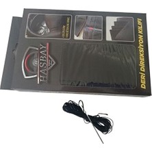 Hasbay Dikişli Deri Direksiyon Kılıfı Damarlı Siyah Deri Siyah Dikişli Citroen Elysee Için