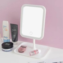 urfakent bilişim ve medya danışmanlık Buffer® Dokunmatik LED Işıklı Kare Makyaj Aynası – Altı Organizer Kaseli, Ayarlanabilir Aydınlatmalı Masaüstü Makyaj ve Cilt Bakım Aynası