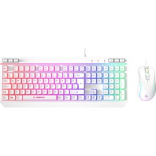 BAYÇAĞRI Rampage KM-R57 Seraphic Beyaz Rgb Aydınlatmalı Q Oyuncu Multmedia Klavye ve 12800 Dpı Mouse Gaming S