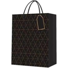 Pazarita Siyah Desenli Büyük Boy Karton Çanta