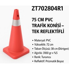 Zeplin Pvc Trafik Konisi | Tek REFLEKTIFLI75 cm
