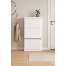 Htm Yapı Kalite Metal Ayakkabılık 3 Kapaklı Beyaz