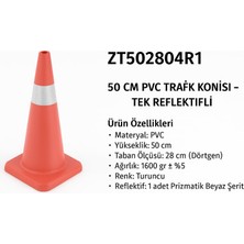 Zeplin Pvc Trafik Konisi | Çift Reflektifli 50 cm