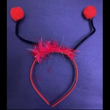 Nevamel Kırmızı Ponponlu Gösteriler Için Plastik Uğur Böceği Tacı