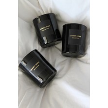 Chanza Home 3'lü Set Siyah Cam Bardakta Vanilya Kokulu Mum 3'lü Siyah Takım Mum