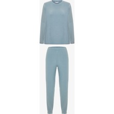 Penti Gri Chill Time Kayık Yaka Termal Etkili Pijama Takımı