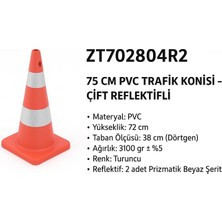 Zeplin Pvc Trafik Konisi | Çift Reflektifli– 75 cm