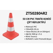 Zeplin Pvc Trafik Konisi | Çift Reflektifli 50 cm