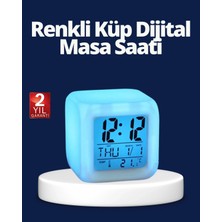 Marsilyan Renk Değiştiren Led Alarmlı Dijital Küp Masa Saati