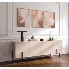 Pam Studio Bej Şeftali Tonlarında Soyut 3’lü Poster Seti – Modern Minimal Duvar Tablosu