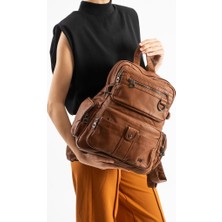 Baginn Y.s.deri Kadın Sırt Çantası 35*25 cm Vegan Deri Yıkama Suni Deri Yumuşak Doku Günlük Çanta Su Itici