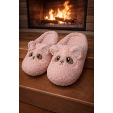 ModaFrato Teddy Bear Kadın Ev Terliği Kışlık Terlik Kauçuk Ses Yapmayan Taban