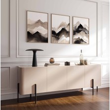 Pam Studio Bej Kahverengi Dağ Manzaralı 3’lü Poster Seti – Modern Soyut Doğa Duvar Tablosu