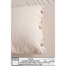 Tek Kişilik Lastikli Çarşaf Seti Pamuklu Iplik Boyalı 100X200CM Düğmeli Yastık KILIFI(50X70CM1ADET)