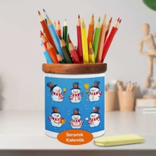 Asilmeydan Sevimli Karakter Kardan Adam Ahşaplı Seramik Kalemlik - 52683321